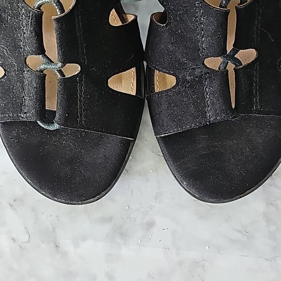 Womens Sz 7W Black Witchy Whimsigoth Goth Y2K Lace Up Block Heels - Picture 8 of 14